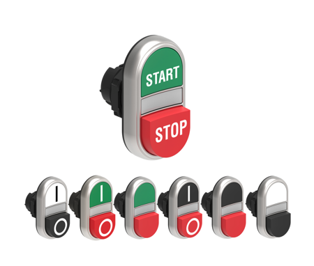 Um botão à face e outro saliente