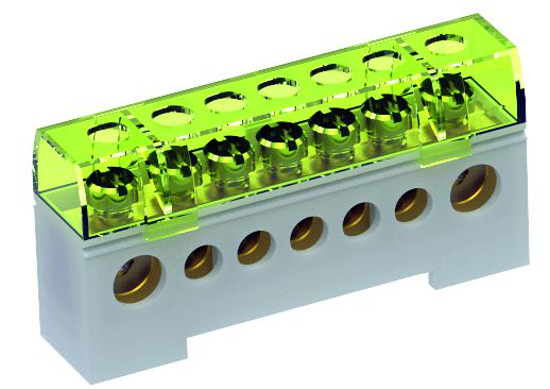 Picture of Bloco repartidor modular 1P 80A x7 furos Verde