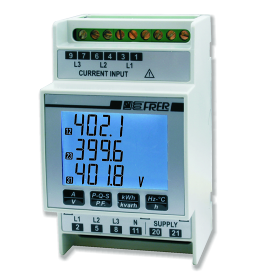 Picture of Multímetro trifásico 63A 400V aux. 230Vac lig. T.I.+T.I.