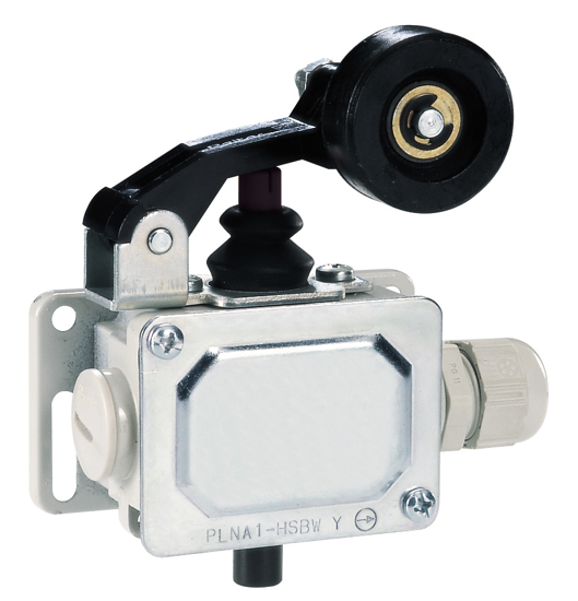 Picture of Fim-de-curso metálico 1NA+1NF IP65 êmbolo+alavanca+rodízio plástico desalinhado