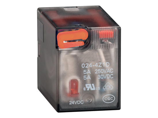 Picture of Relé industrial miniatura com led e atuador mecânico, 4CO-5A, 12V=