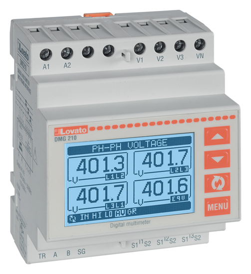 Picture of Multímetro digital modular LCD gráfico 3F+N para TI's _/5A, Uaux 100-240V~/ 110-250V= (RS485) (linguagens GB-IT-FR-ES-PT)