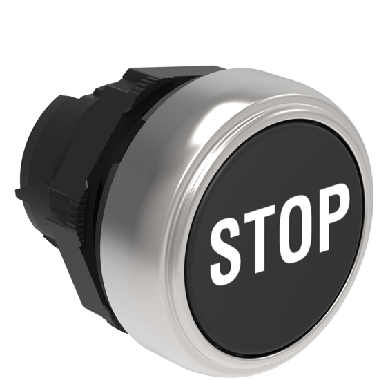 Picture of Botão de pressão à face Preto c/ símbolo STOP