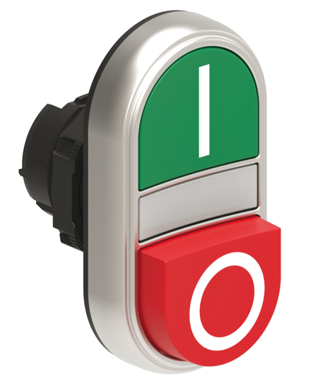 Picture of Botão de pressão duplo luminoso à face/saliente 0-I VD/VM