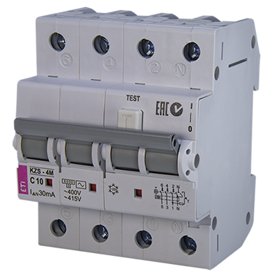 Picture of Disjuntor diferencial compacto 6kA curva C 3P+N 10A classe A 500mA 