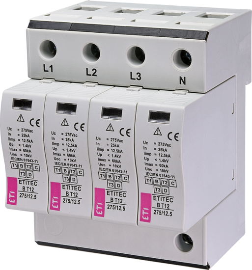 Picture of Descarregador de sobretensões B T12 275Vac 12.5kA 4+0 