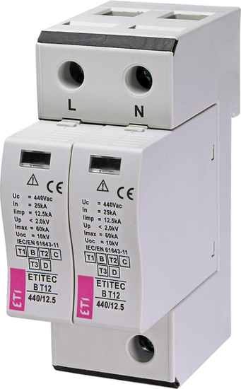 Picture of Descarregador de sobretensões B T12 440Vac 12.5kA 2+0 