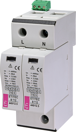 Picture of Descarregador de sobretensões B T12 440Vac 12.5kA 2+0 RC