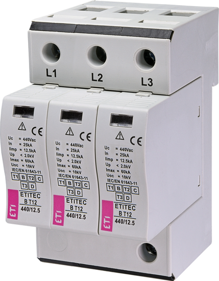 Picture of Descarregador de sobretensões B T12 440Vac 12.5kA 3+0 