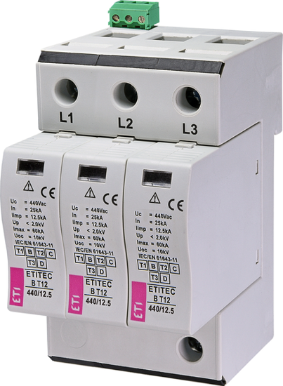Picture of Descarregador de sobretensões B T12 440Vac 12.5kA 3+0 RC