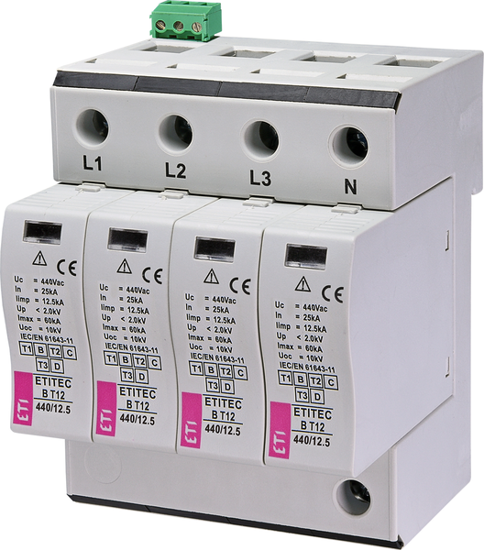 Picture of Descarregador de sobretensões B T12 440Vac 12.5kA 4+0 RC
