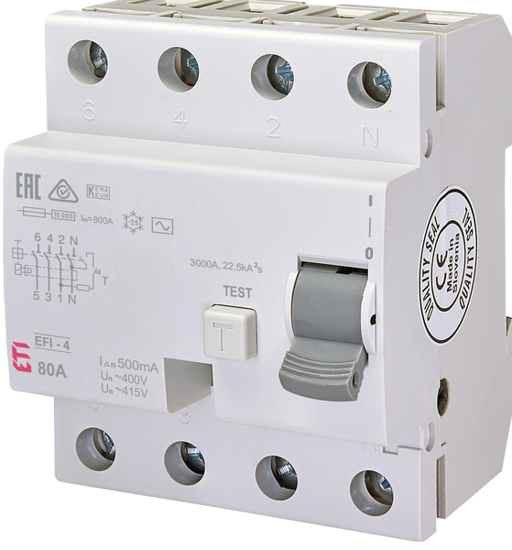 Picture of Interruptor diferencial 4P 80A classe AC 500mA 