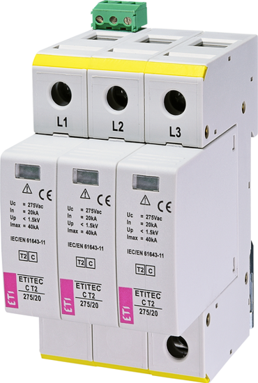 Picture of Descarregador de sobretensões C T2 275Vac 20kA 3+0 RC 