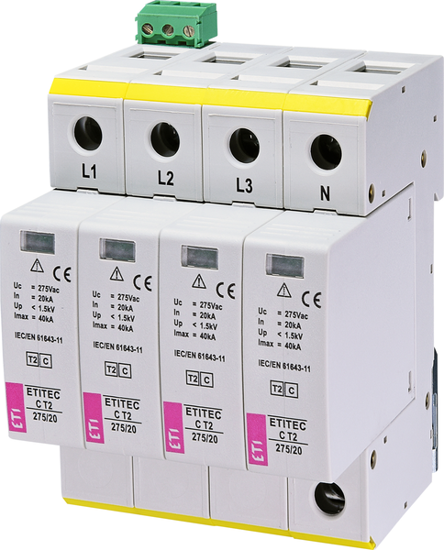 Picture of Descarregador de sobretensões C T2 275Vac 20kA 4+0 RC 
