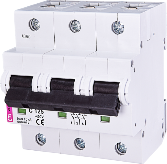 Picture of Disjuntor modular 15kA curva C 3P 125A 