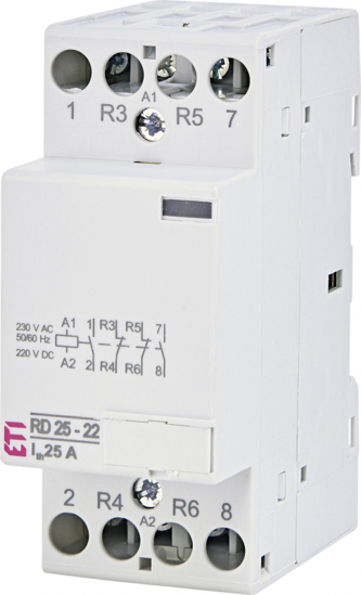 Picture of Contactor modular RD25-22-R (25A AC1) 2NA+2NF com seletor I-AUT-0, 230V≃