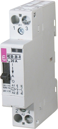 Picture of Contactor modular RD20-01-R (20A AC1) 1NF com seletor I-AUT-0, 24V≃