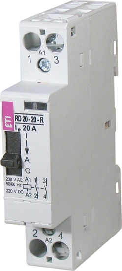 Picture of Contactor modular RD20-01-R (20A AC1) 1NF com seletor I-AUT-0, 230V≃