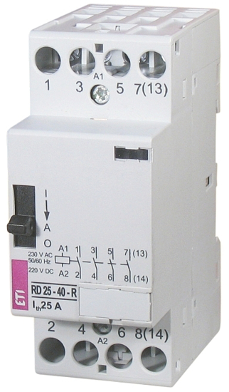 Picture of Contactor modular RD25-04-R (25A AC1) 4NF com seletor I-AUT-0, 24V≃