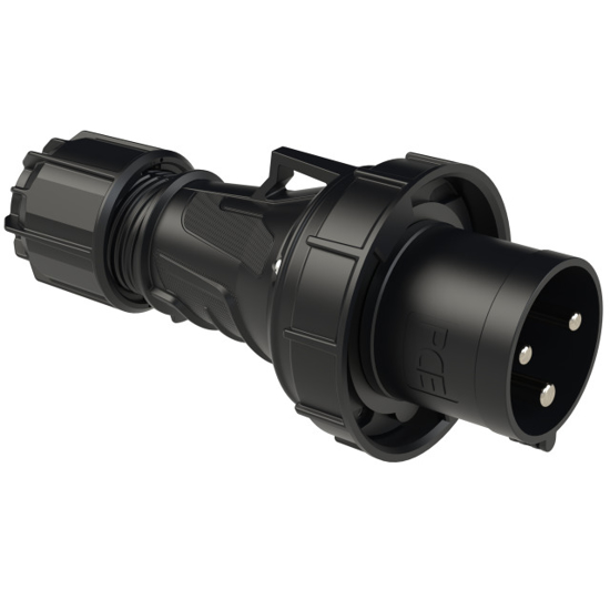 Picture of Ficha macho preta IP67 63A 2P+T 230V (pernos em latão niquelado)
