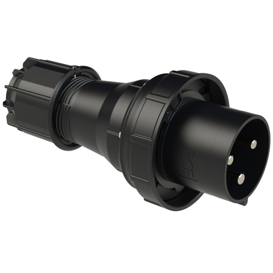 Picture of Ficha macho preta IP67 125A 2P+T 230V (pernos em latão niquelado)