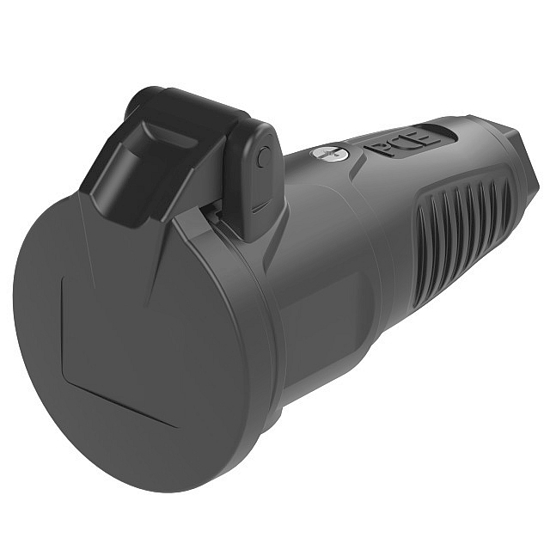 Picture of Ficha fêmea SCHUKO série TAURUS 2 c/ tampa articulada, 2P+T 16A, 250V-50/60Hz, IP54, 100% borracha