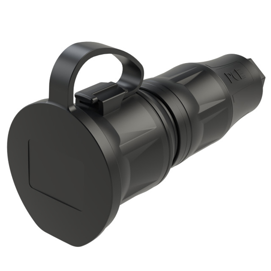 Picture of Ficha fêmea SCHUKO série TOP TAURUS 2 c/ tampa, 2P+T 16A, 250V-50/60Hz, IP54, cores PT/PT (miolo PA6)