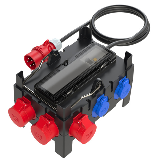 Picture of Quadro ISCHL Entrada: 5P 32A c/ cabo 2mt Saídas:  2x 5P 16A + 1x 5P 32A + 3x schuko c/ protecções