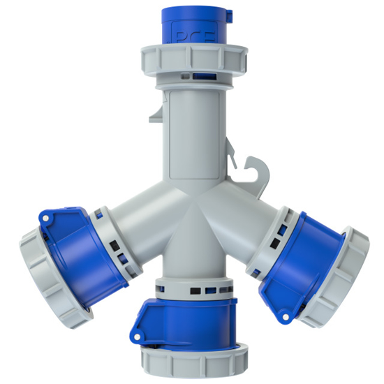 Picture of Adaptador IP67 CEE macho 16A 3P / 3x fêmea 16A 3P