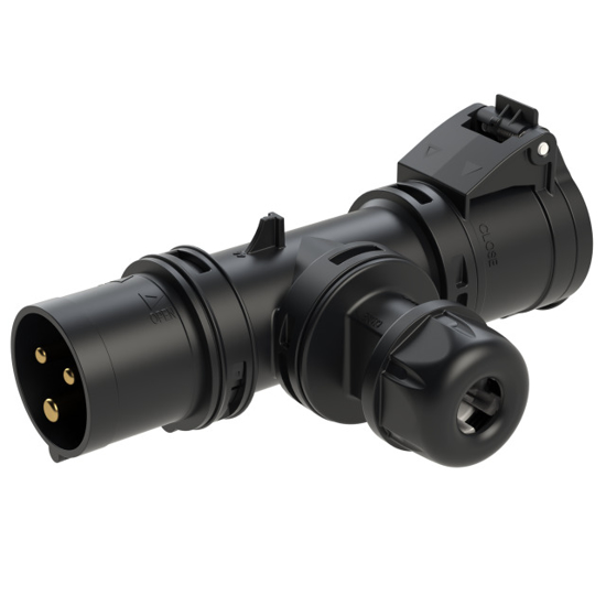 Picture of Adaptador macho 16A 2P+T+fêmea 16A 2P+T+ bucin IP44