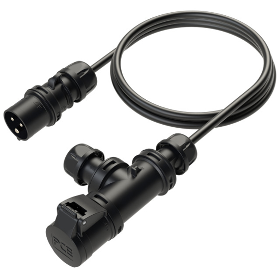 Picture of Adaptador macho 1,5mt 16A 2P+T+fêmea 16A 2P+T+ bucin IP44