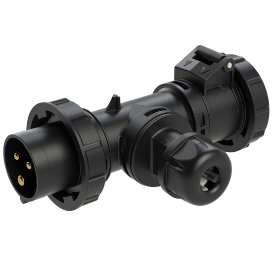 Picture of Adaptador macho 16A 2P+T+fêmea 16A 2P+T+ bucin IP67