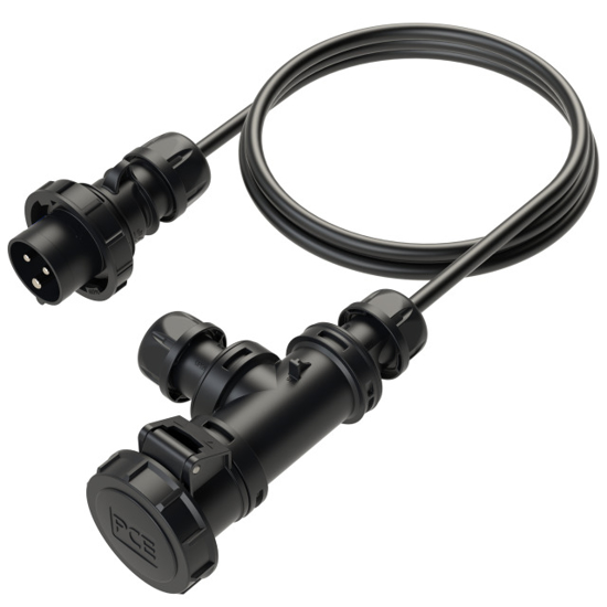 Picture of Adaptador macho 1,5mt 16A 2P+T+fêmea 16A 2P+T+ bucin IP67