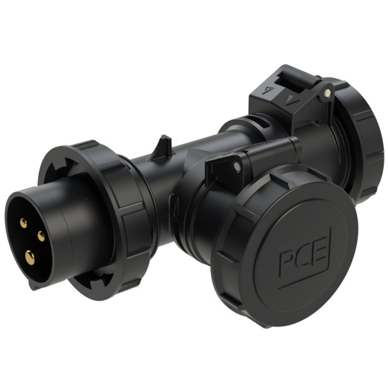 Picture of Adaptador macho 16A 2P+T+2 x fêmea 16A 2P+T IP67