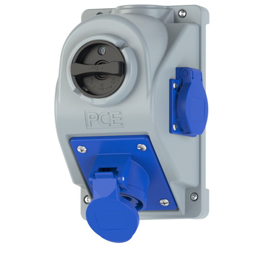 Picture of Tomada mural fêmea c/ interruptor 0-I+schuko IP44 16A 2P+T 230V