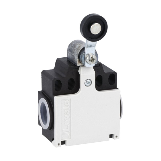 Picture of Fim-de-curso dupla entrada plástico+haste+rodízio plástico ação brusca 2NF