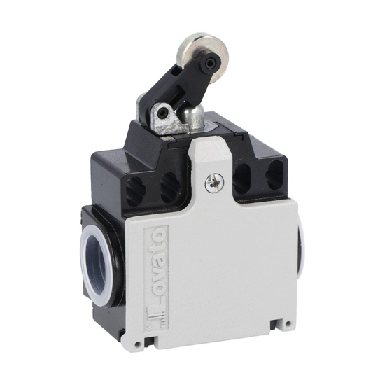 Picture of Fim-de-curso dupla entrada metálico+roldana+rodízio metálico ação lenta 2NF