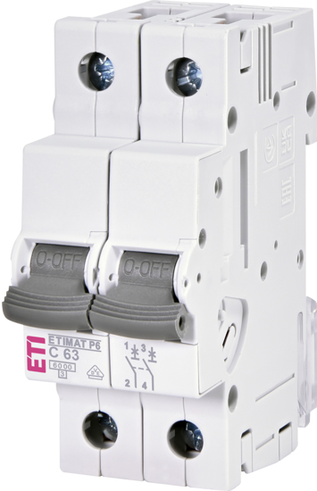 Picture of Disjuntor modular 6kA curva C 2P 63A 